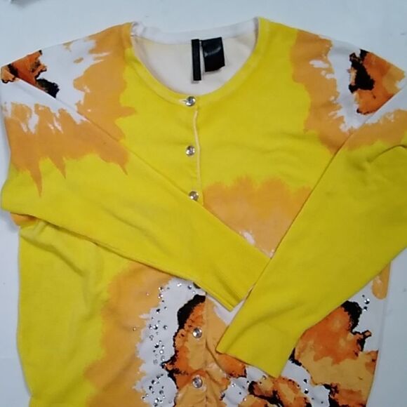 Nue Options Sunshine Yellow Floral Women Sweater Size L - Picture 16 of 16
